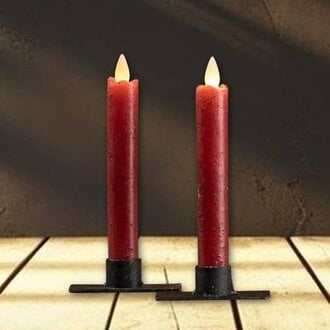 Red Moving Flame Taper Candle Set of Two  - 6.75"