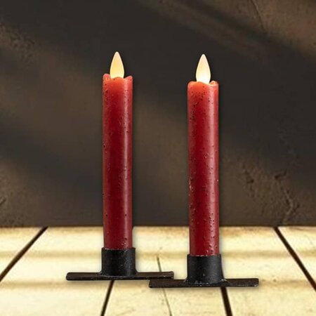 Red Moving Flame Taper Candle Set of Two  - 6.75"