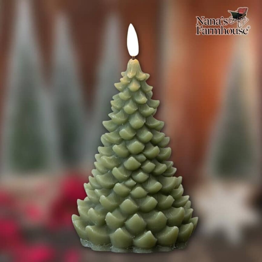 Dark Green 3D Flame Balsam Tree Candle - 7" x 4"