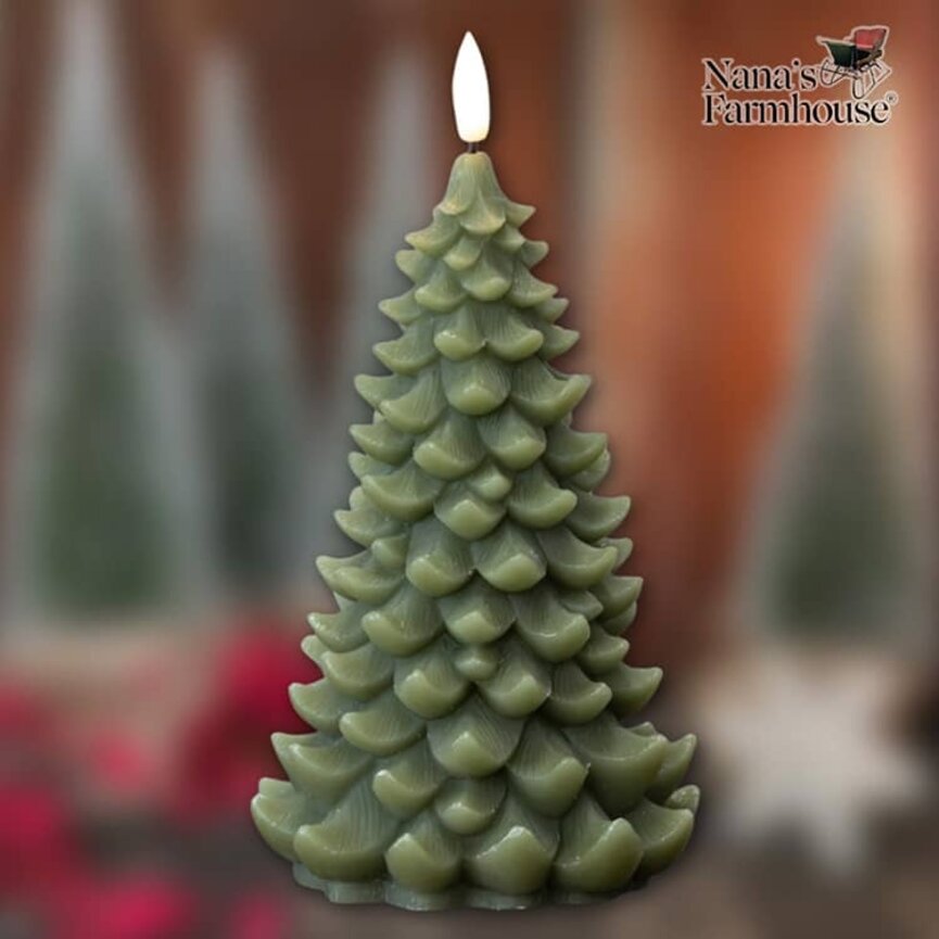 Dark Green 3D Flame Balsam Tree Candle - 8" x 4.5"