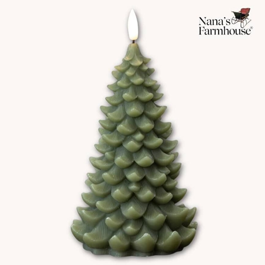 Dark Green 3D Flame Balsam Tree Candle - 8" x 4.5"