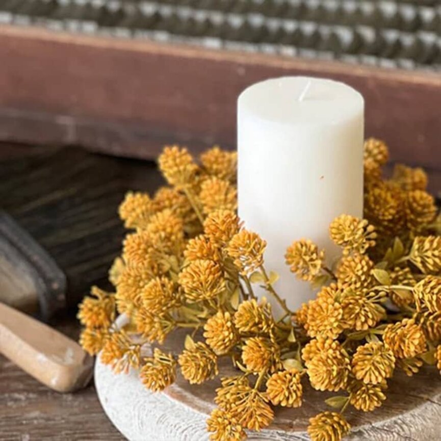 Russet Cone Candle Ring Golden - 10" x 3"