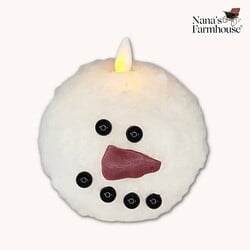 Round Snowman Moving Flame LED Candle - 4" x 3.6"