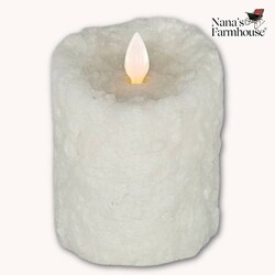 Bumpy White Moving Flame LED Pillar Candle - 4" x 3"
