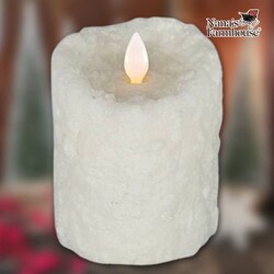 Bumpy White Moving Flame LED Pillar Candle - 4" x 3"