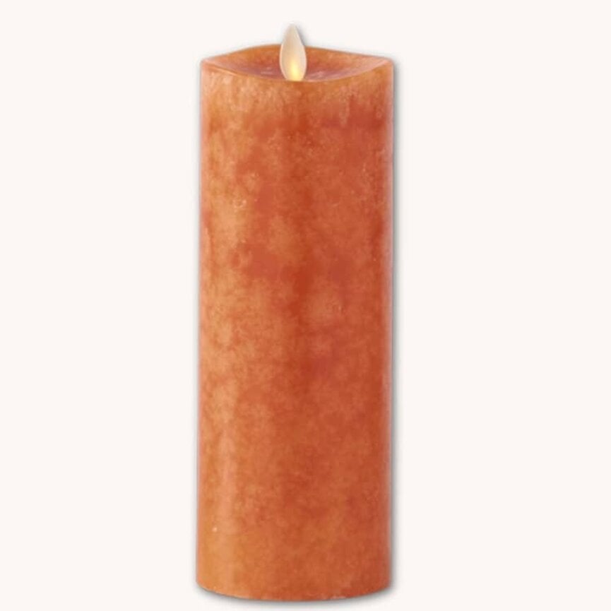 Orange Wax Luminara Pillar Timer Candle - 8.5" x 3"