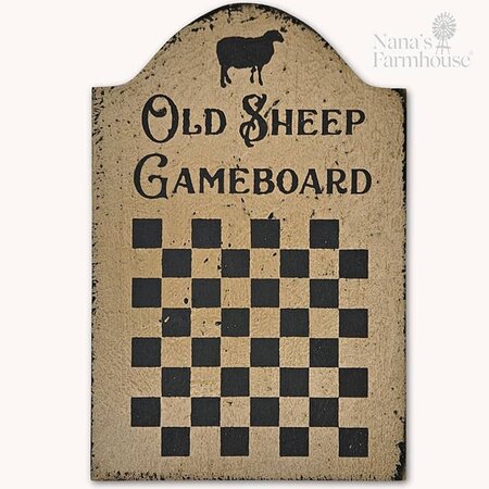 Old Sheep Checker Gameboard Shelf Sitter