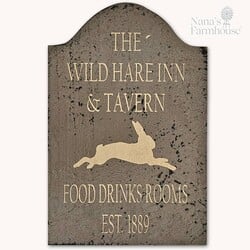 Tavern Sign The Wild Hare Inn Shelf Sitter Mushroom Over Black 9" x 6"