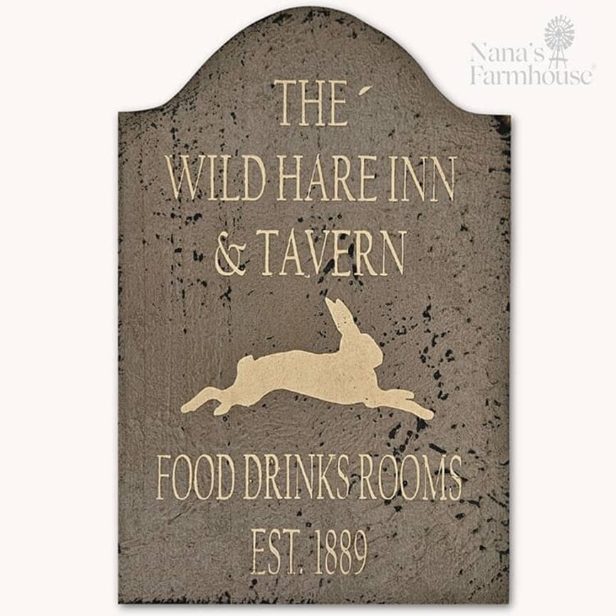 Tavern Sign The Wild Hare Inn Shelf Sitter Mushroom Over Black 9" x 6"