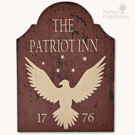 1776 Patriot Inn Tavern Sign Shelf Sitter - Cabin Red