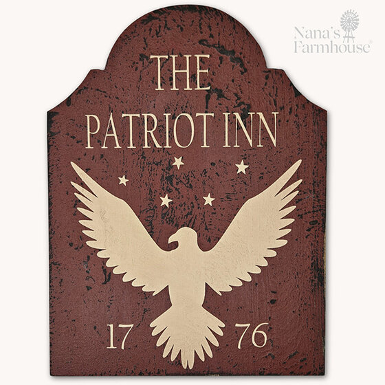 1776 Patriot Inn Tavern Sign Shelf Sitter - Cabin Red