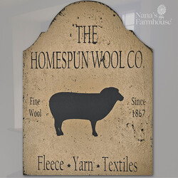 Tavern Sign The Homespun Wool Co. Shelf Sitter - 12" x 9"