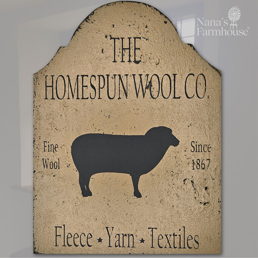 Tavern Sign The Homespun Wool Co. Shelf Sitter - 12" x 9"