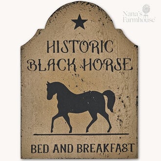 Historic Black Horse B & B Tavern Sign Shelf Sitter