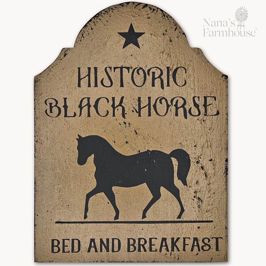 Tavern Sign Historic Black Horse B & B Shelf Sitter - 12" x 9"