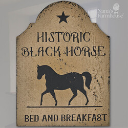 Tavern Sign Historic Black Horse B & B Shelf Sitter - 12" x 9"