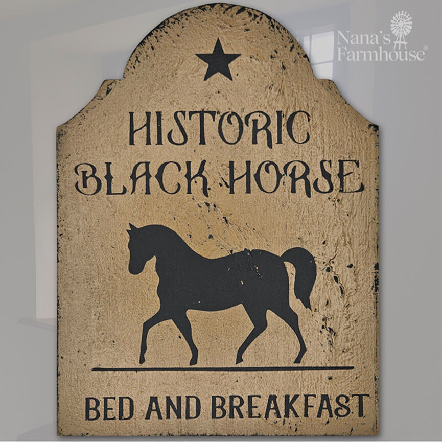 Tavern Sign Historic Black Horse B & B Shelf Sitter - 12" x 9"