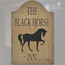 Tavern Sign The Black Horse Inn Shelf Sitter - 9" x 6"