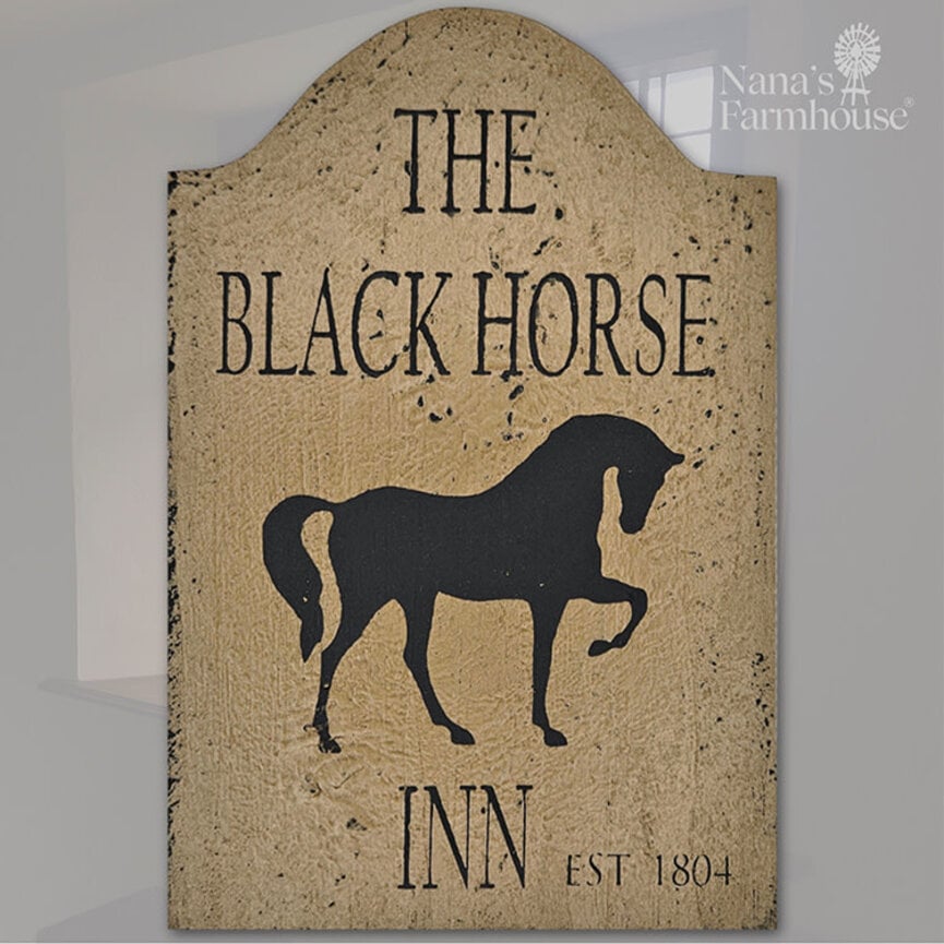 Tavern Sign The Black Horse Inn Shelf Sitter - 9" x 6"