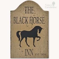 Tavern Sign The Black Horse Inn Shelf Sitter - 9" x 6"