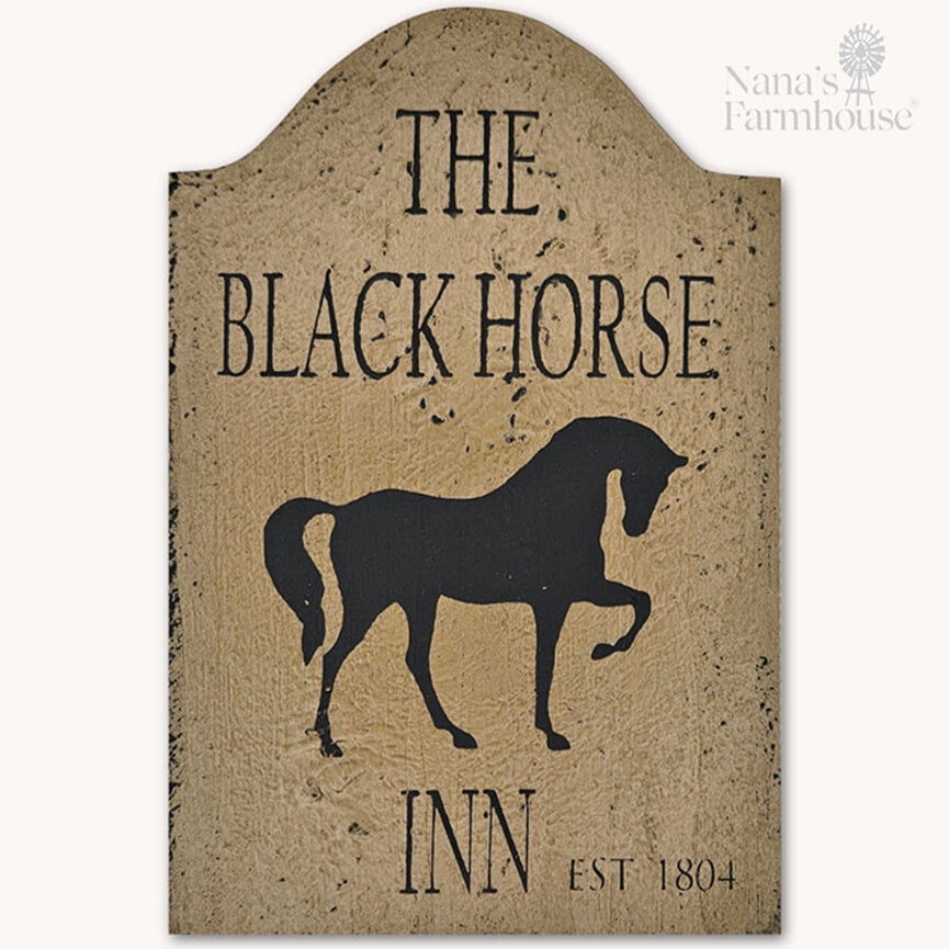 Tavern Sign The Black Horse Inn Shelf Sitter - 9" x 6"