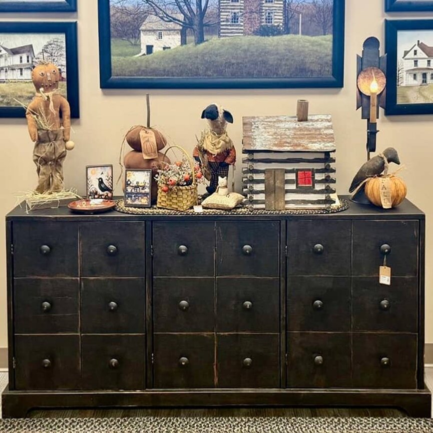 Apothecary 3 Door Cabinet - 60" x 11.5 " x 29.5"