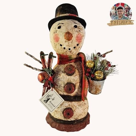 Krisnick Snowman with Ski & Bucket of Ornaments 15 T