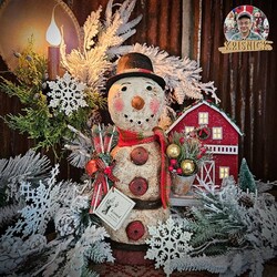 Krisnick - Snowman with Ski & Bucket of Ornaments 15 T