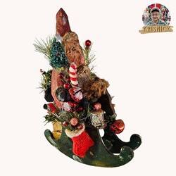 Krisnick Santa On Rocking Horse with Toys 13" x 6" x 9"