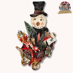 Krisnick Snowman In Wagon with Toys - 14" x 8 L x  4.5"