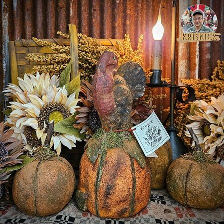 Krisnick Turkey On Pumpkin Figurine - 10.5"