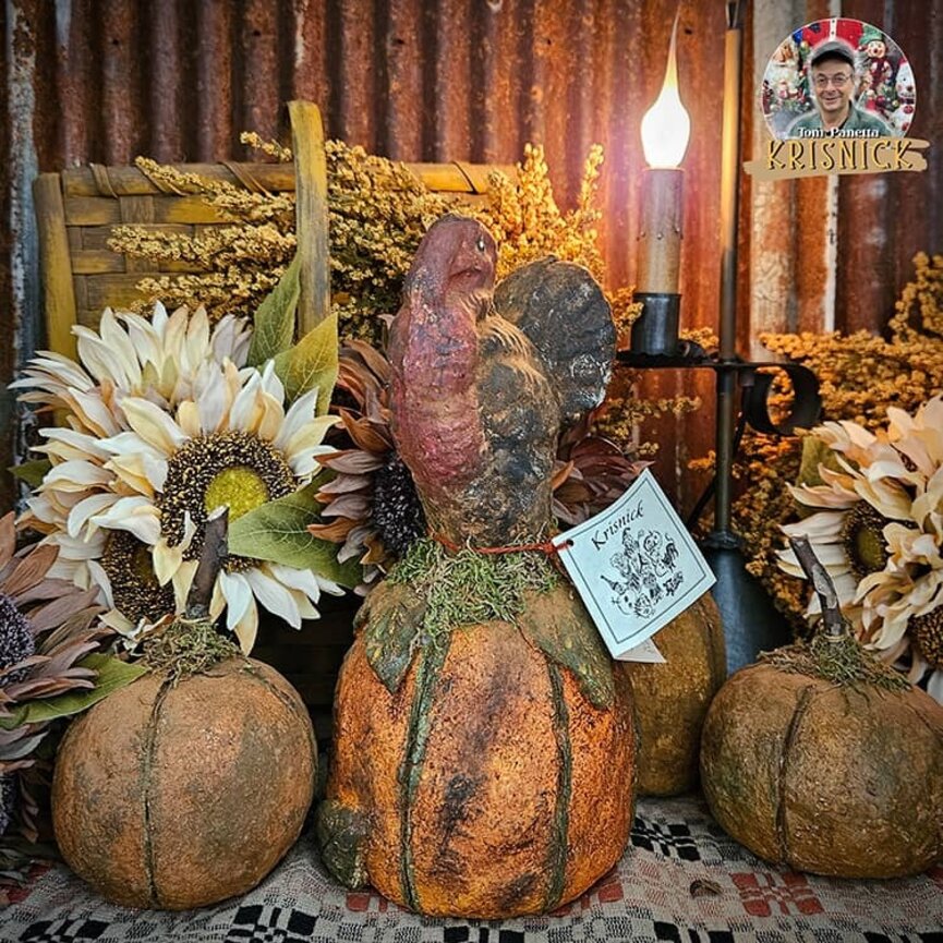 Krisnick Turkey On Pumpkin - 10.5"
