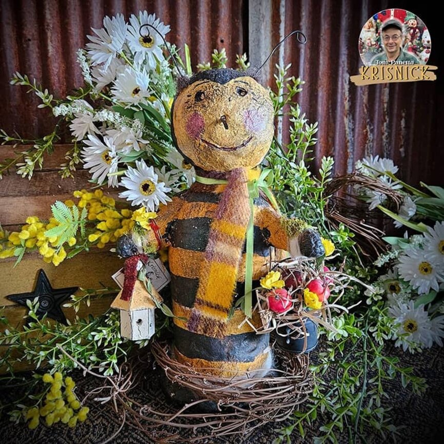 Krisnick Bumble Bee & Birdhouse with Apples - 15"