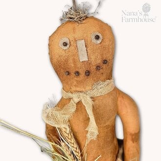 Pumpkin Guy in Burlap Pants with Wheat -Tall