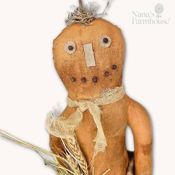 Pumpkin Guy in Burlap Pants with Wheat -Tall