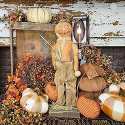 Pumpkin Guy in Burlap Pants with Wheat - 24"