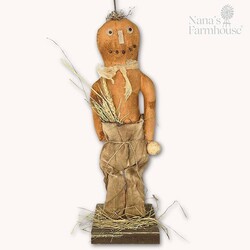 Pumpkin Guy in Burlap Pants with Wheat - 24"