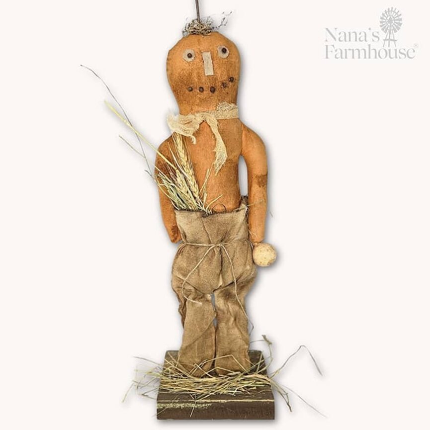 Pumpkin Guy in Burlap Pants with Wheat - 24"