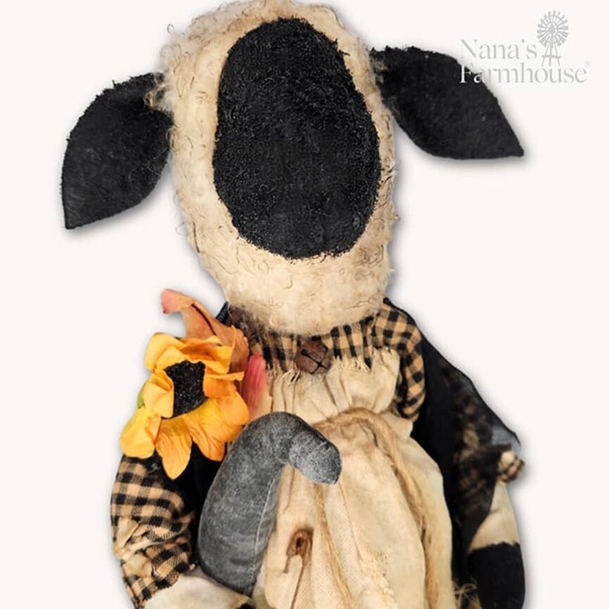 Sheep Girl Lauren with Crow & Sunflower - 16"