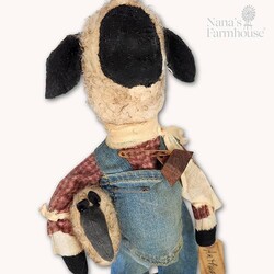 Sheep Boy Arthur Doll in Overalls Holding Lamb - 16"