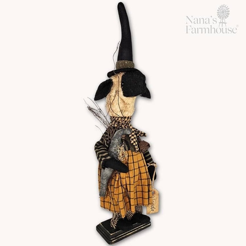 Sheep Wanda The Witch Doll Holding Crow - 21"