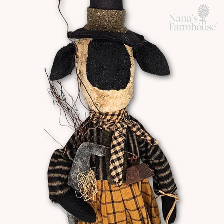 Sheep Wanda The Witch Doll Holding Crow - 21"