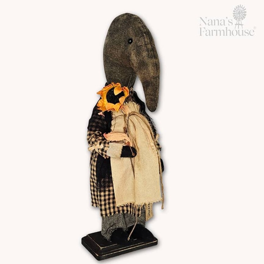 Primitive Crow Doll Luanne with Sunflower - 16.5"