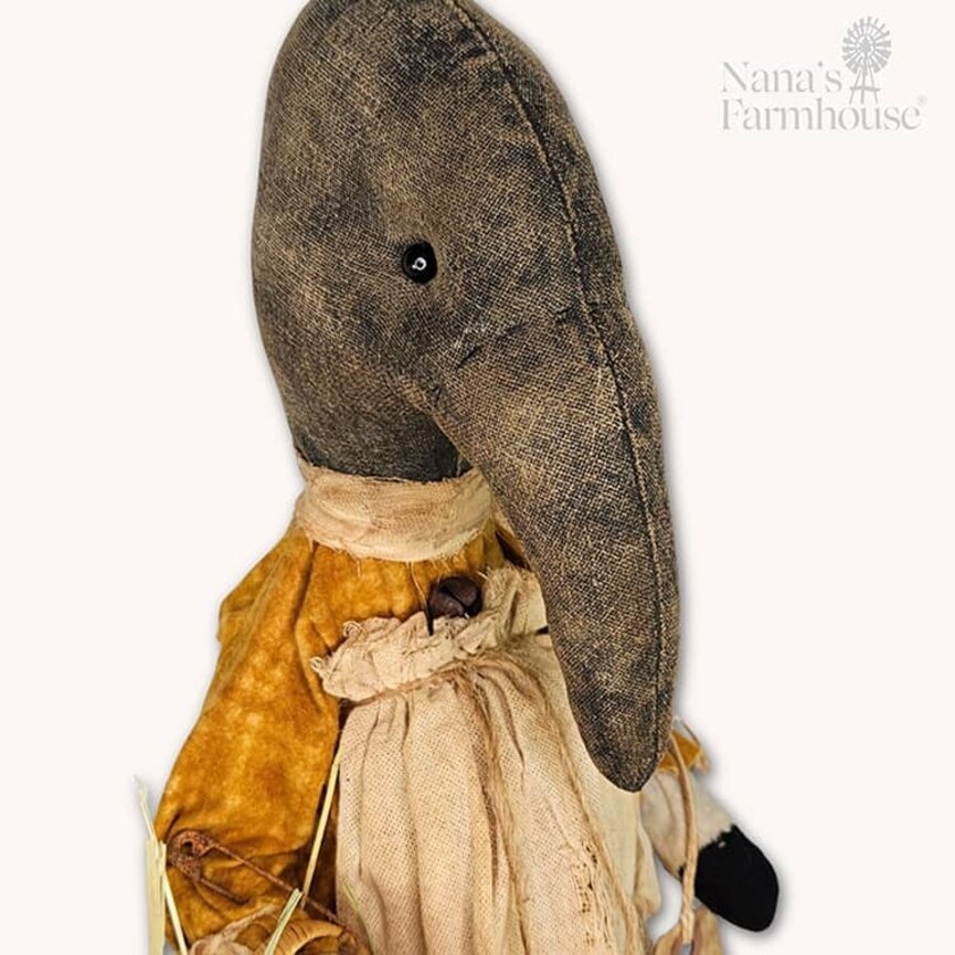 Primitive Crow Girl Doll Ravin with Basket Of Sunflowers - 16.5"