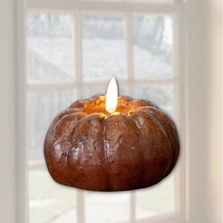 Bronze 3D Flame Short Pumpkin Candle - 3" x 4"