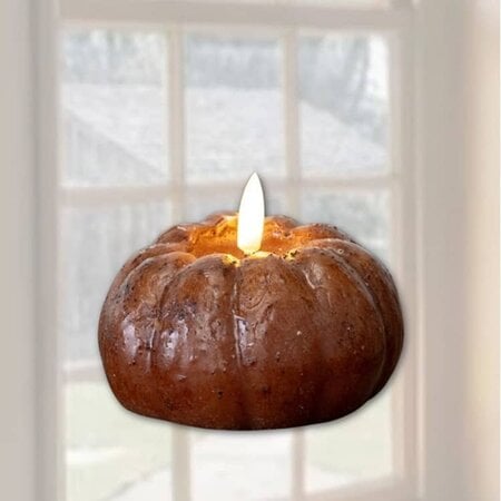 Bronze 3D Flame Short Pumpkin Candle - 3"