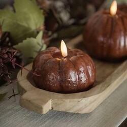 Bronze 3D Flame Short Pumpkin Candle - 3" x 4"