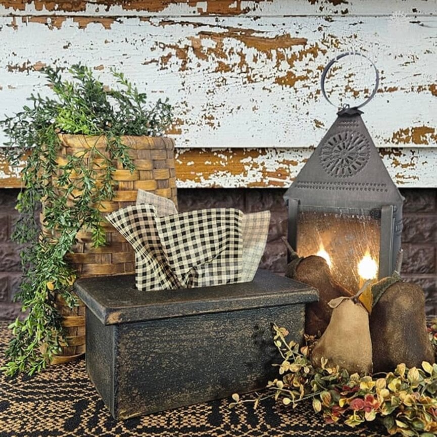 Tissue Box Wooden Distressed - 12" x 5.75" x 7.25"