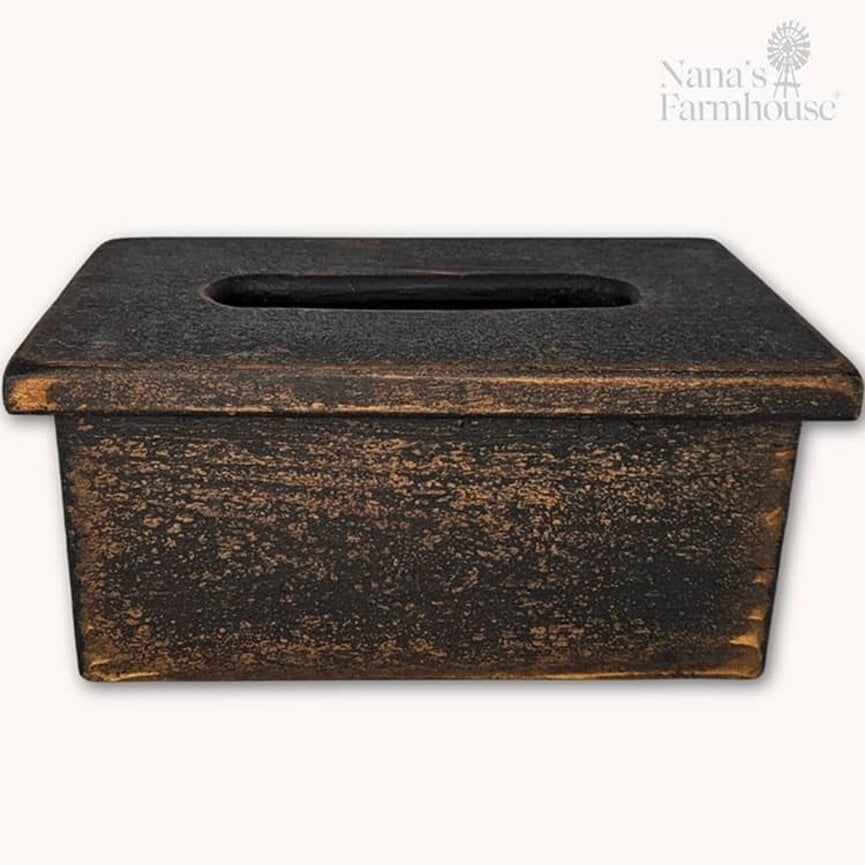 Tissue Box Wooden Distressed - 12" x 5.75" x 7.25"