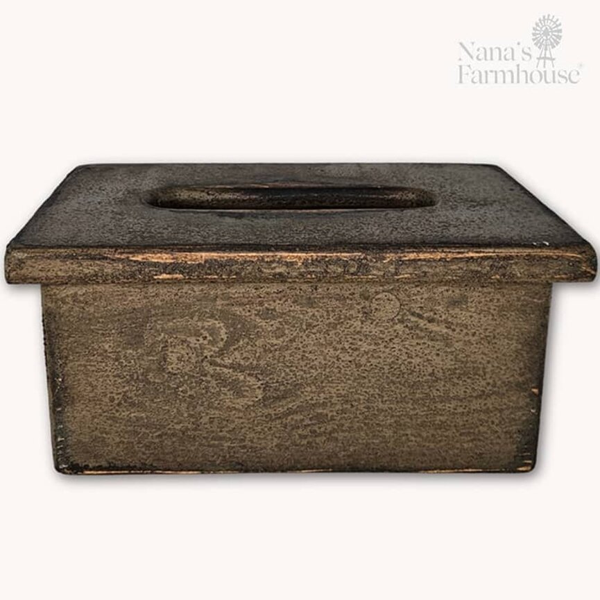 Tissue Box Wooden Distressed - 12" x 5.75" x 7.25"